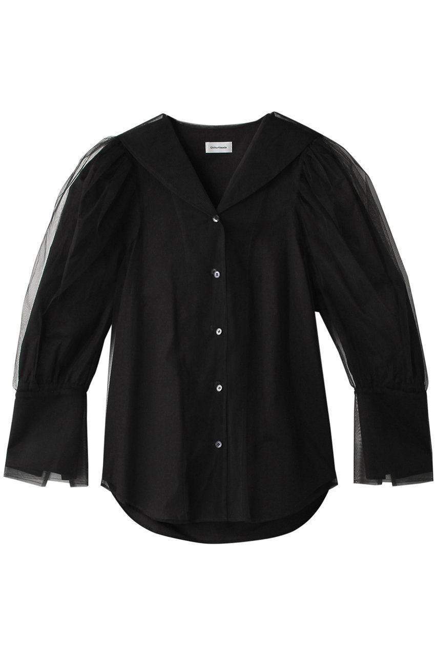  50%OFF！REKISAMI 【Chika Kisada】チュールレイヤーシャツ (ブラック 1) レキサミ ELLE SHOP