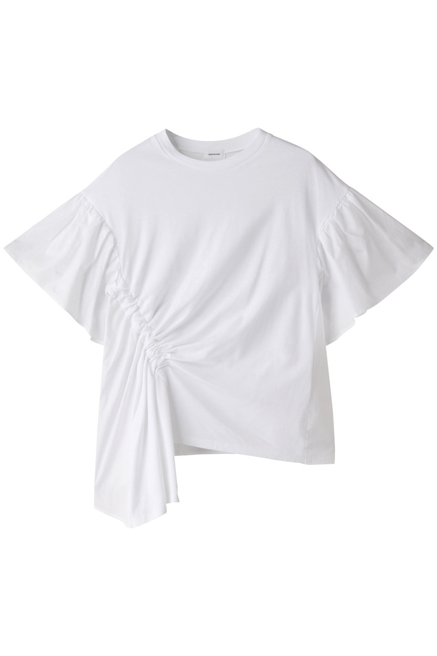  REKISAMI キャザースリーブアシンメトリーTシャツ (ホワイト 1) レキサミ ELLE SHOP