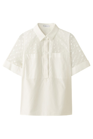 レキサミ/REKISAMIのドットチュールコンビシャツ