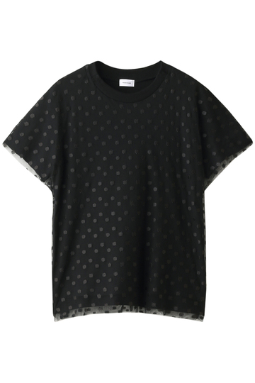 REKISAMI レキサミ ドットチュールレイヤードTシャツ ブラック