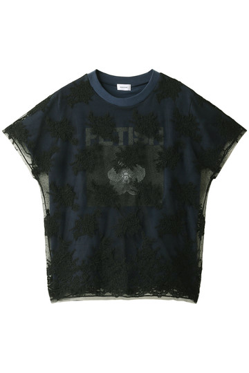 REKISAMI レキサミ チュールレースレイヤードTシャツ ネイビー