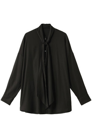 プレインピープル/PLAIN PEOPLEのコットンダブルクロスボウタイカラーブラウス