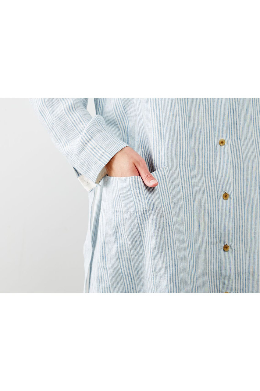 美品 CELINE ストライプ コットン リネン ドレス シャツ 白516O▲ 2022SS celine セリーヌ オーバーサイズストライプシャツ