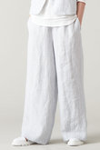 リネンコットンストライプワイドパンツ