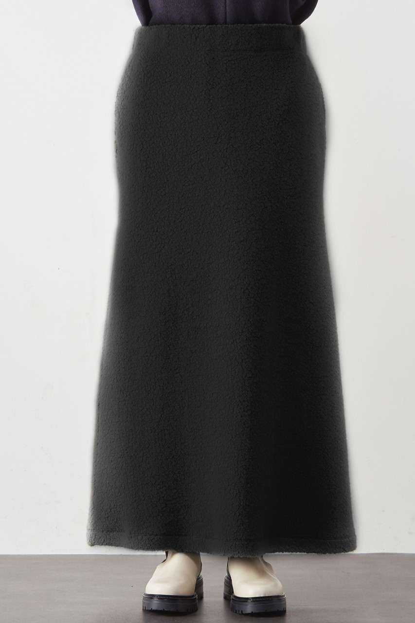 ＜ELLE SHOP＞ PLAIN PEOPLE ボアIラインスカート (ブラック 3) プレインピープル ELLE SHOP