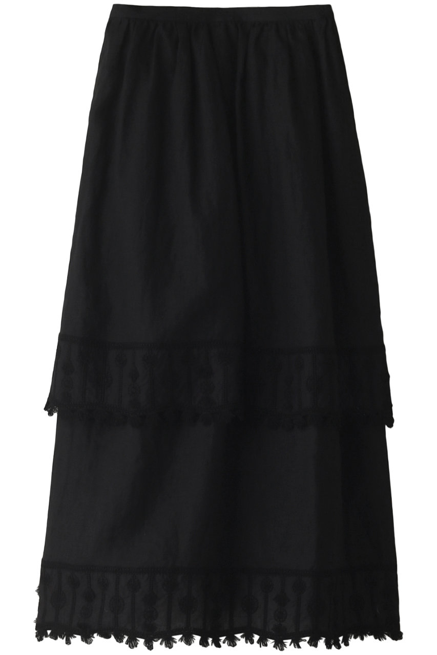PLAIN PEOPLE リネンレースコンビスカート (ブラック, 3) プレインピープル ELLE SHOP PLAIN PEOPLE リネンレースコンビスカート (ブラック, 3) プレインピープル ELLE SHOP