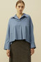 サテンストレッチバッグギャザーブラウス プレインピープル/PLAIN PEOPLE ブルー