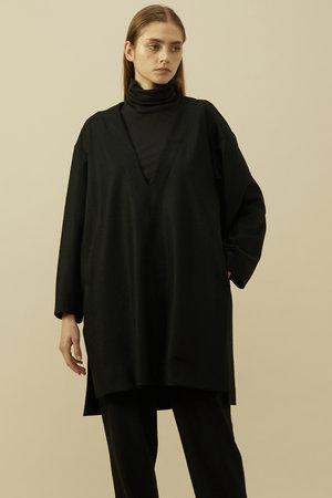 プレインピープル/PLAIN PEOPLEのバランサーキュラーミルドVネックチュニックドレス(110500/110505)