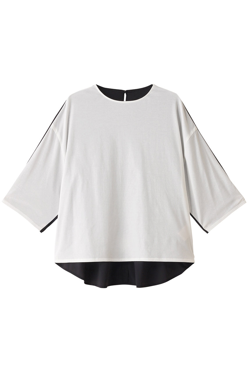 PLAIN PEOPLE ミックスマテリアルスポーティプルオーバー (ホワイト×ブラック, F) プレインピープル ELLE SHOP PLAIN PEOPLE ミックスマテリアルスポーティプルオーバー (ホワイト×ブラック, F) プレインピープル ELLE SHOP