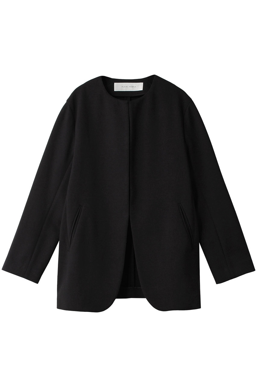 PLAIN PEOPLE ブークレーダンボールノーカラージャケット (ブラック, 3) プレインピープル ELLE SHOP PLAIN PEOPLE ブークレーダンボールノーカラージャケット (ブラック, 3) プレインピープル ELLE SHOP