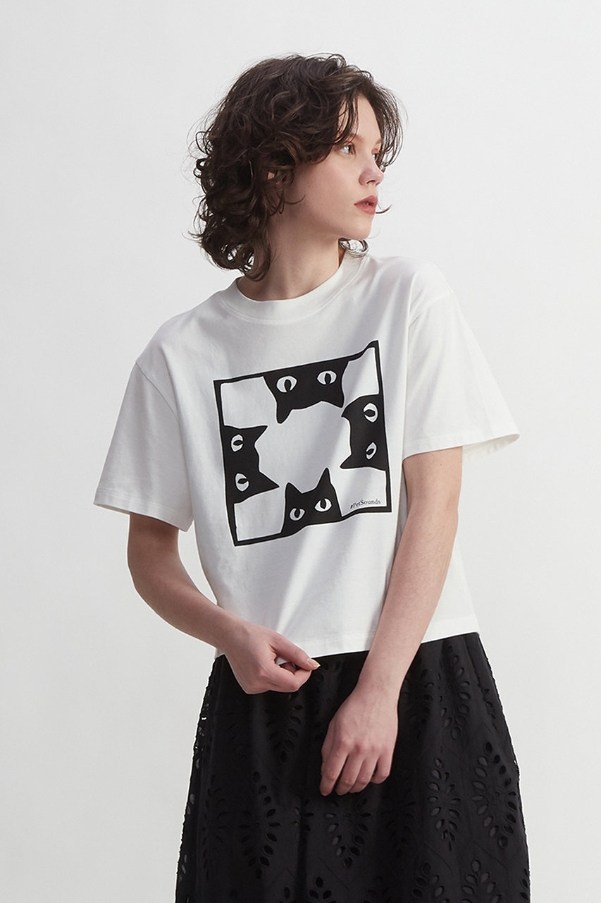 プレインピープル/PLAIN PEOPLEの【予約販売】キャットプリントTシャツ(ホワイト/A1541UB 537)
