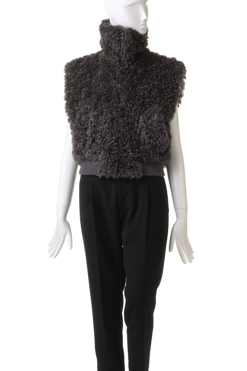 PLAIN PEOPLE(プレインピープル)｜【ESLOW】SHEEP FUR SLEEVELESS JACKET/グレー  の通販｜ELLESHOP・(エル・ショップ)