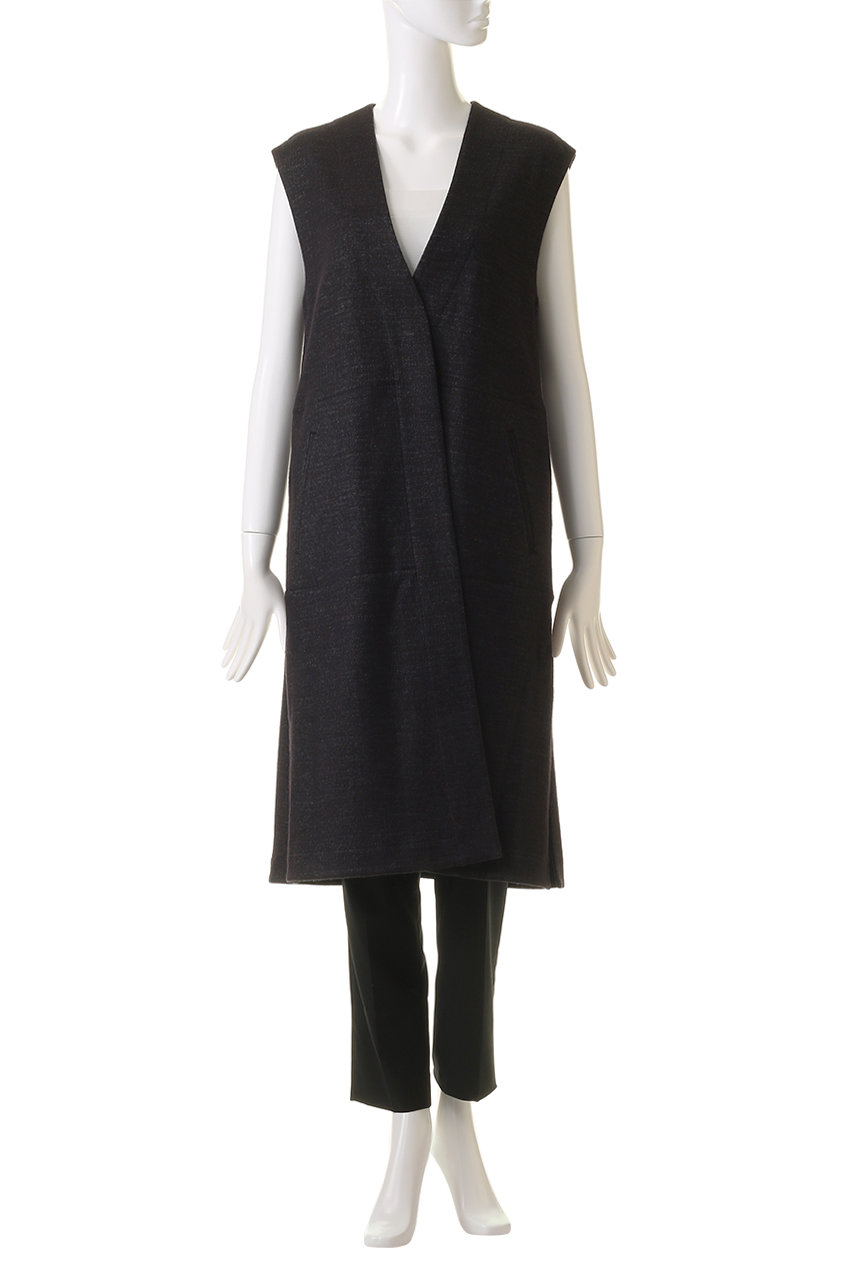 PLAIN PEOPLE(プレインピープル)｜ツイードロングベスト/ネイビー