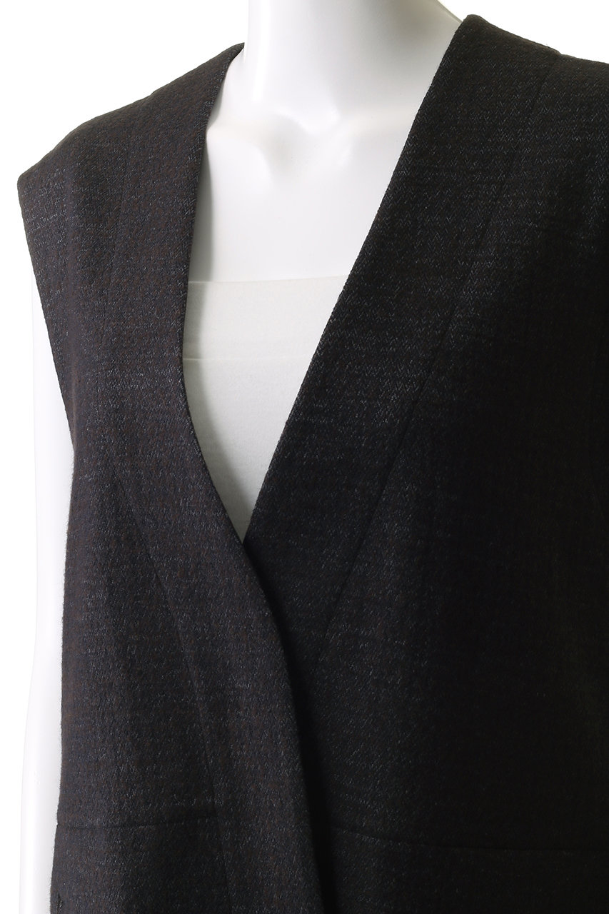 PLAIN PEOPLE(プレインピープル)｜ツイードロングベスト/ネイビー