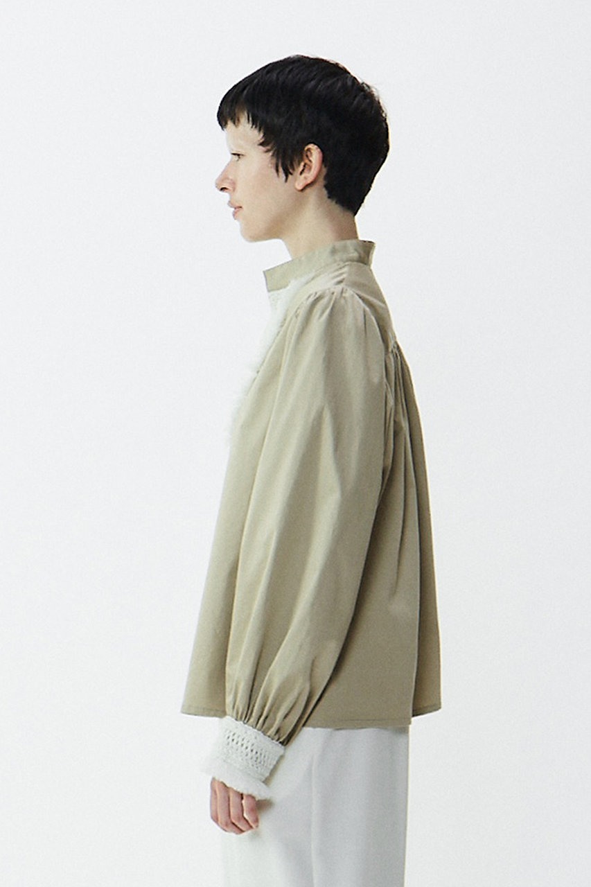 PLAIN PEOPLE(プレインピープル)｜スラブサテンブラウス/ベージュ の