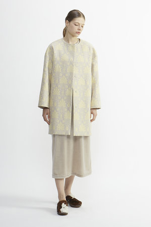 プレインピープル/PLAIN PEOPLEのゴブランジャガードクルーネックコート(110900/110903)