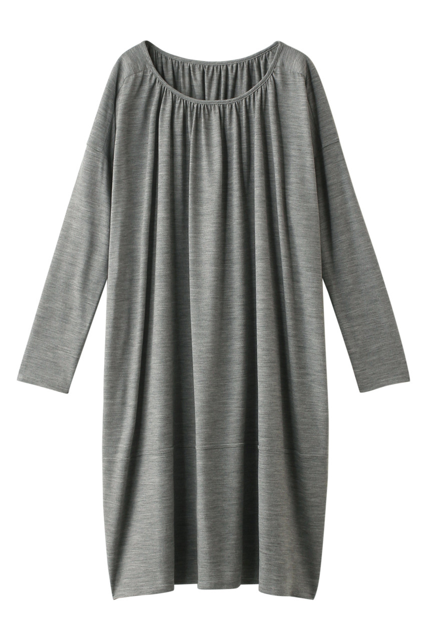 プレインピープル/PLAIN PEOPLEのウォッシャブルウールギャザーワンピース(グレー/A1551UA 402)