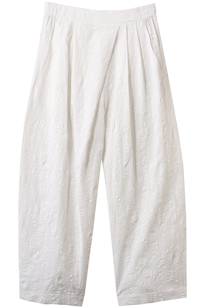PLAIN PEOPLE 塩縮プリントワイドテーパードパンツ (ホワイト, 2) プレインピープル ELLE SHOP PLAIN PEOPLE 塩縮プリントワイドテーパードパンツ (ホワイト, 2) プレインピープル ELLE SHOP