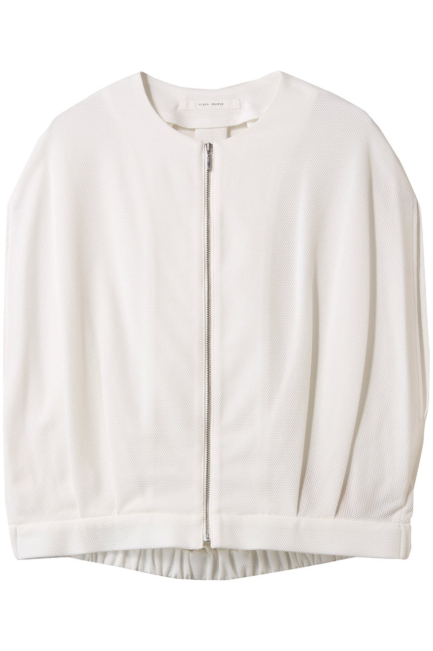 PLAIN PEOPLE カノコパールニットジップアップジャケット (ホワイト, F) プレインピープル ELLE SHOP PLAIN PEOPLE カノコパールニットジップアップジャケット (ホワイト, F) プレインピープル ELLE SHOP