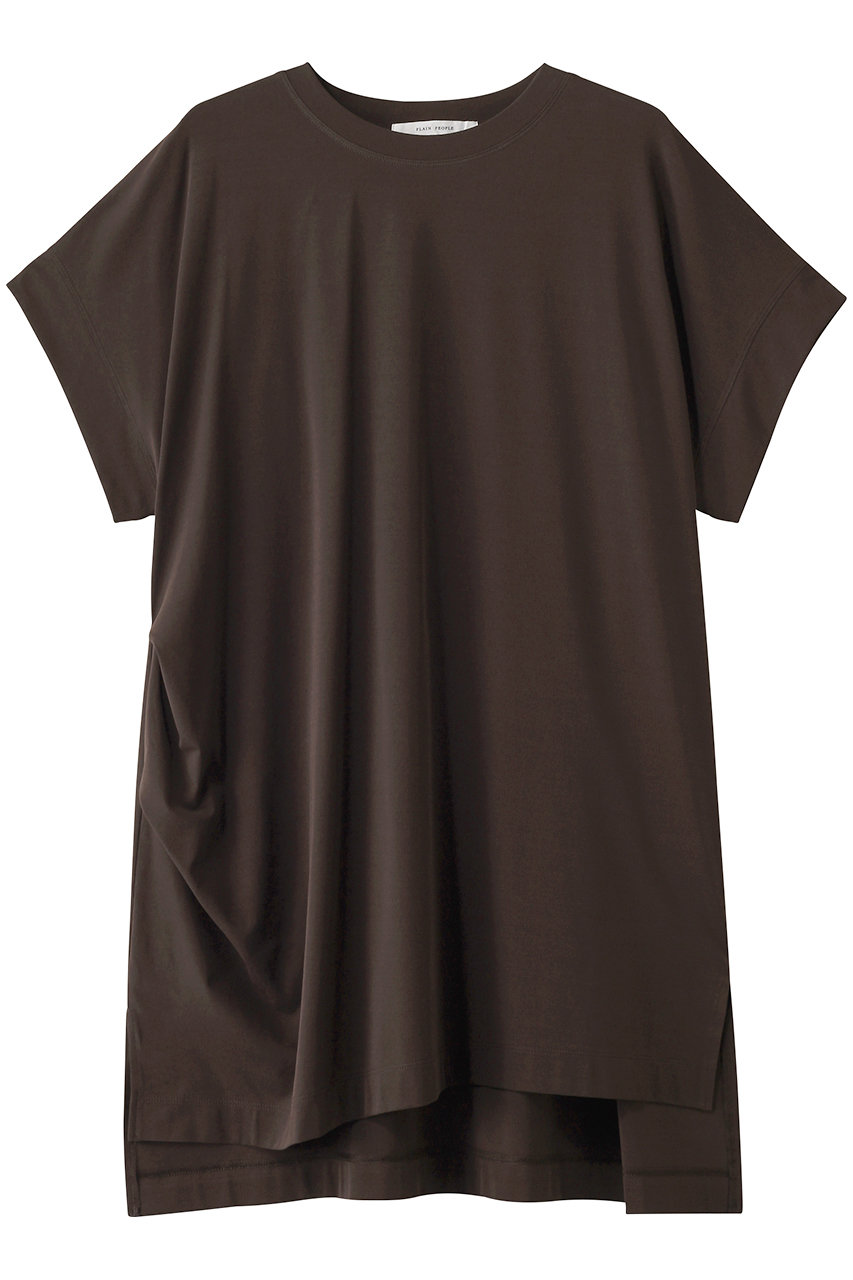 PLAIN PEOPLE ハイツイストフライスチュニック丈トップス (ブラウン, F) プレインピープル ELLE SHOP PLAIN PEOPLE ハイツイストフライスチュニック丈トップス (ブラウン, F) プレインピープル ELLE SHOP