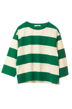 プレインピープル/PLAIN PEOPLEのビッグボーダー七分袖プルオーバー(110100/110102)