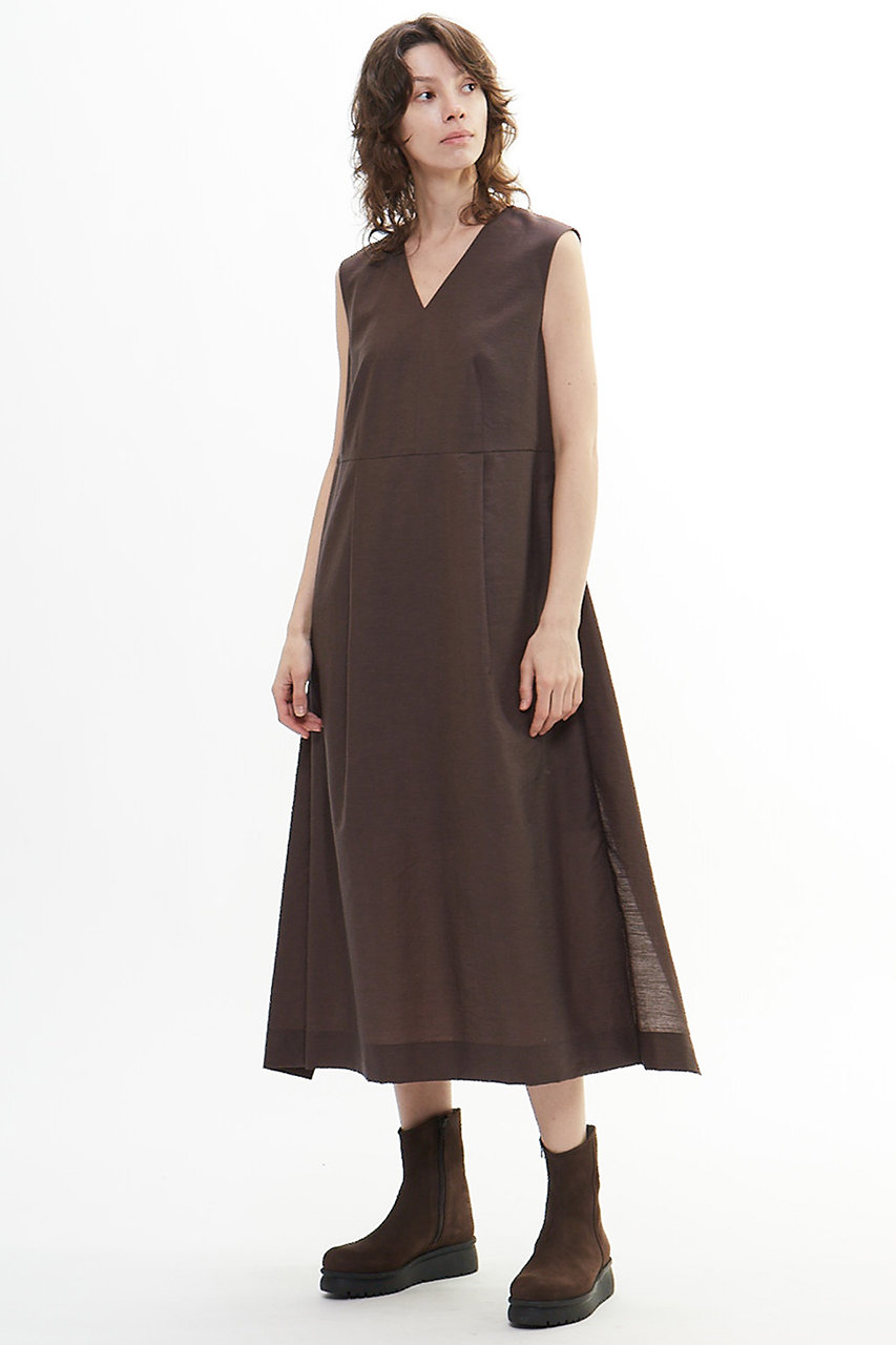 PLAIN PEOPLE マーブルローンエプロン風ワンピース (ブラウン, 3) プレインピープル ELLE SHOP PLAIN PEOPLE マーブルローンエプロン風ワンピース (ブラウン, 3) プレインピープル ELLE SHOP