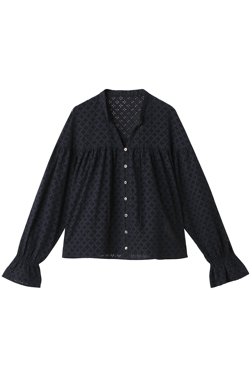 PLAIN PEOPLE レースショート丈ブラウス (ネイビー, F) プレインピープル ELLE SHOP PLAIN PEOPLE レースショート丈ブラウス (ネイビー, F) プレインピープル ELLE SHOP