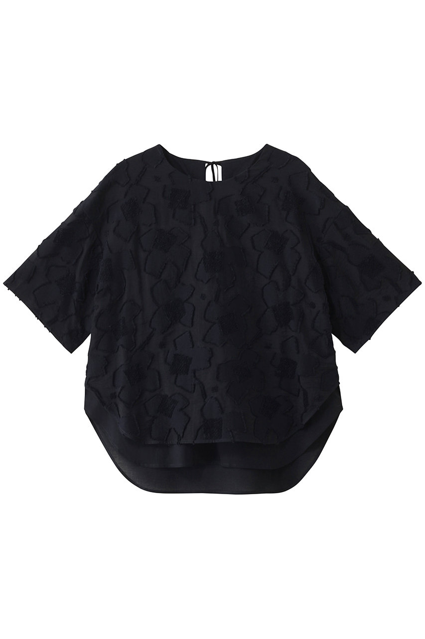 PLAIN PEOPLE カットジャガードTシャツ型ブラウス (ネイビー, 2) プレインピープル ELLE SHOP PLAIN PEOPLE カットジャガードTシャツ型ブラウス (ネイビー, 2) プレインピープル ELLE SHOP