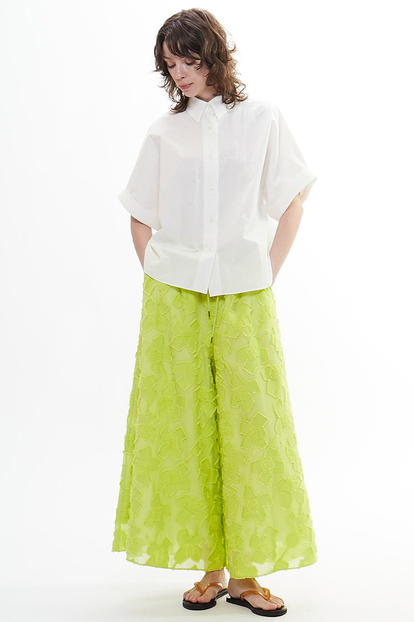 PLAIN PEOPLE カットジャガードフレアーパンツ (イエローグリーン, F) プレインピープル ELLE SHOP PLAIN PEOPLE カットジャガードフレアーパンツ (イエローグリーン, F) プレインピープル ELLE SHOP