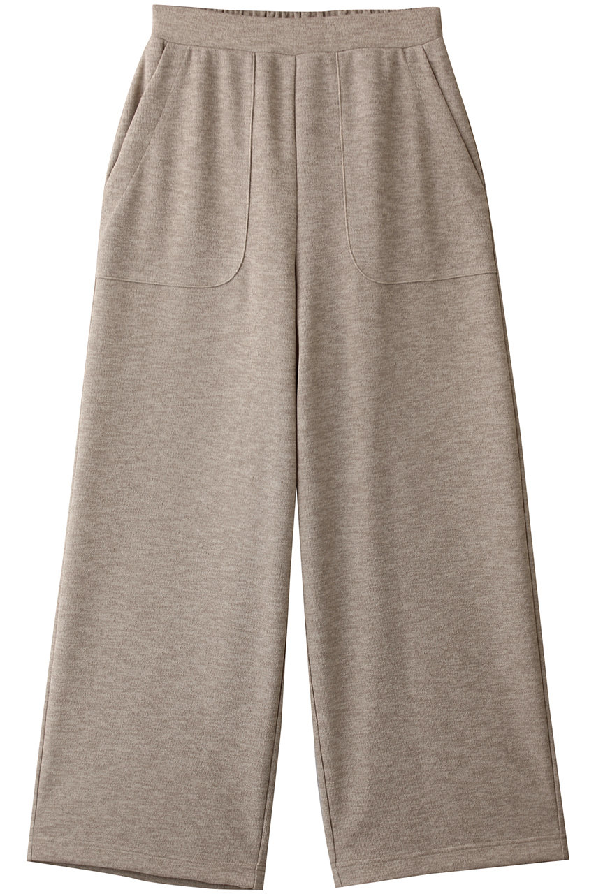 PLAIN PEOPLE パイルジャージワイドストレートパンツ (ベージュ, 2) プレインピープル ELLE SHOP PLAIN PEOPLE パイルジャージワイドストレートパンツ (ベージュ, 2) プレインピープル ELLE SHOP