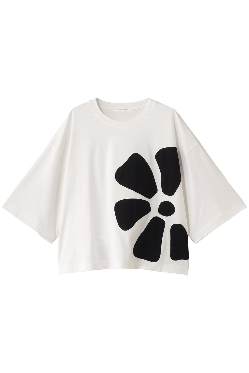 PLAIN PEOPLE アップリケ花モチーフTシャツ (ホワイト, F) プレインピープル ELLE SHOP PLAIN PEOPLE アップリケ花モチーフTシャツ (ホワイト, F) プレインピープル ELLE SHOP