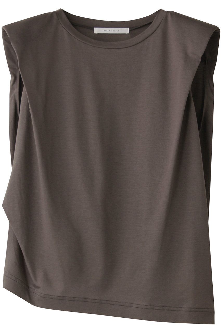 PLAIN PEOPLE Spiral天竺肩パット入りカットソー (カーキグレー, F) プレインピープル ELLE SHOP PLAIN PEOPLE Spiral天竺肩パット入りカットソー (カーキグレー, F) プレインピープル ELLE SHOP