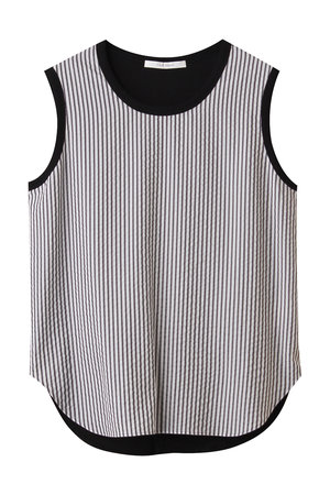 プレインピープル/PLAIN PEOPLEの超強撚天竺ストライプドッキングブラウス(110100/110102)