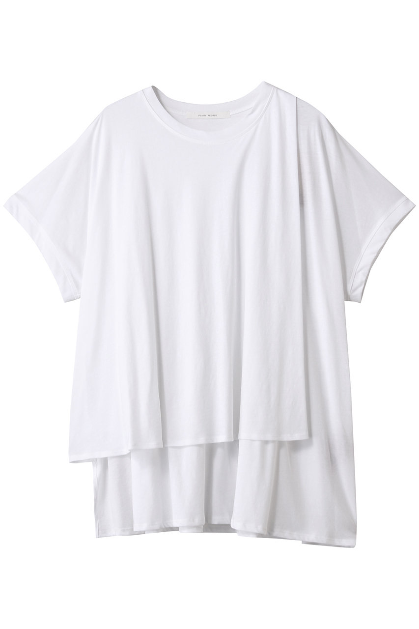 PLAIN PEOPLE 超強撚天竺イレギュラーデザインTシャツ (ホワイト, F) プレインピープル ELLE SHOP PLAIN PEOPLE 超強撚天竺イレギュラーデザインTシャツ (ホワイト, F) プレインピープル ELLE SHOP