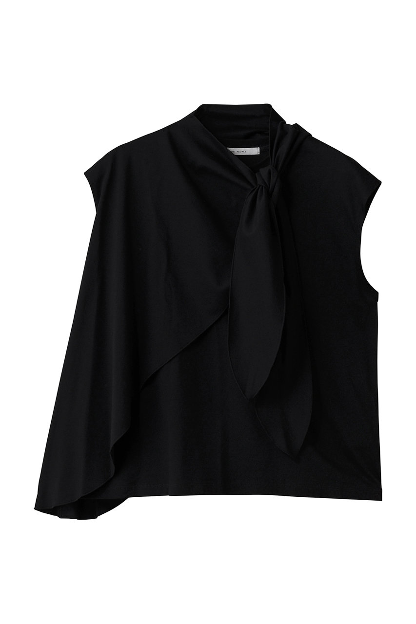 プレインピープル/PLAIN PEOPLEのスーピマライトｽﾑｰｽドレープデザインT(ブラック/A1553UTS234)