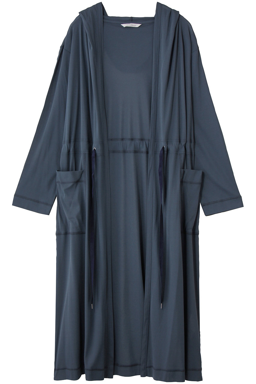 プレインピープル/PLAIN PEOPLEのガス強撚フライスフード付きロングカーディガン(ブルー/A1553UJ 241)