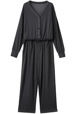 プレインピープル/PLAIN PEOPLEのリヨセルハーフミラノリブVネックオールインワン(110600/110606)