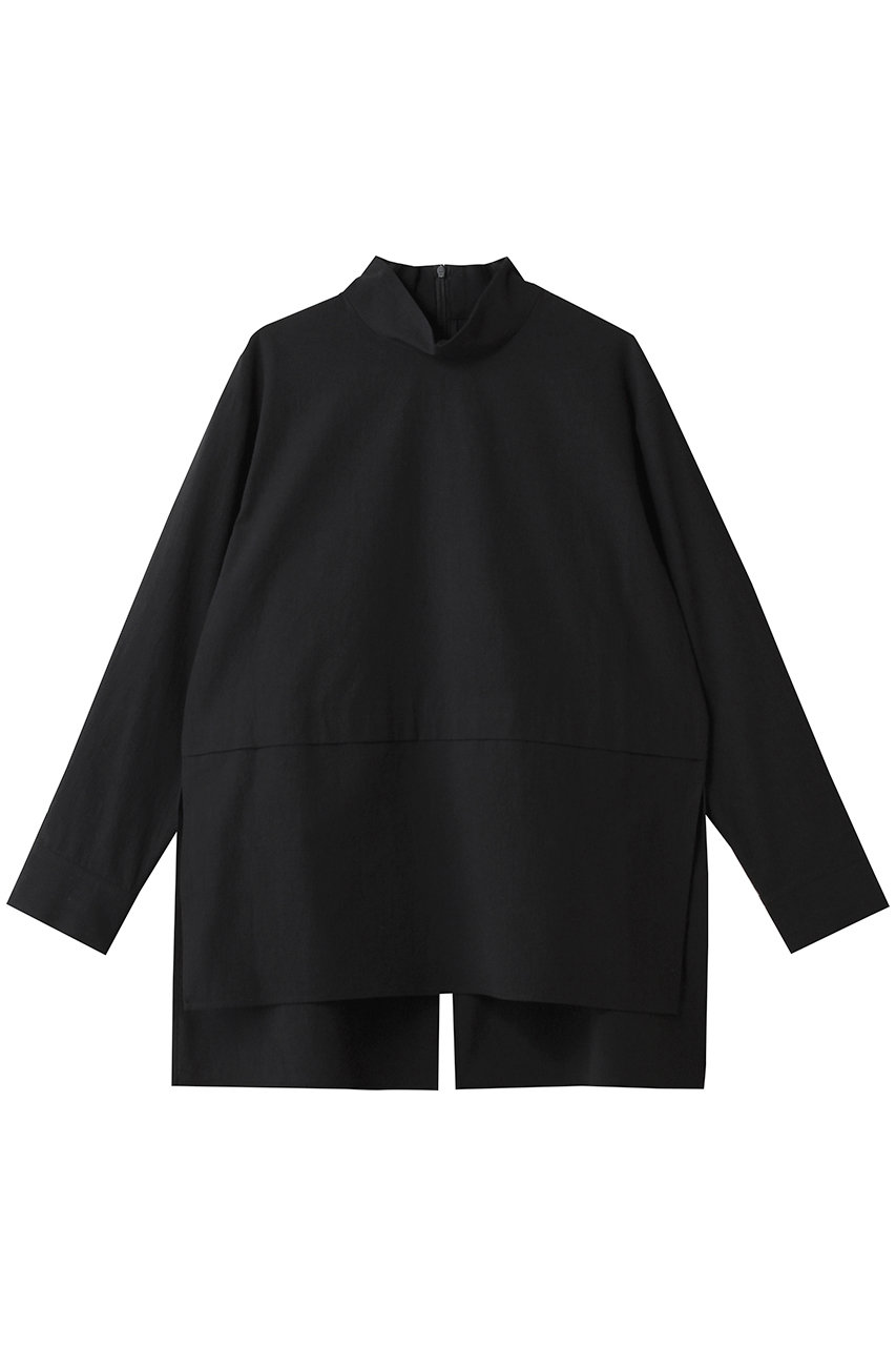 PLAIN PEOPLE COTTON SABREタック&スリットハイネックブラウス (ブラック, 2) プレインピープル ELLE SHOP PLAIN PEOPLE COTTON SABREタック&スリットハイネックブラウス (ブラック, 2) プレインピープル ELLE SHOP