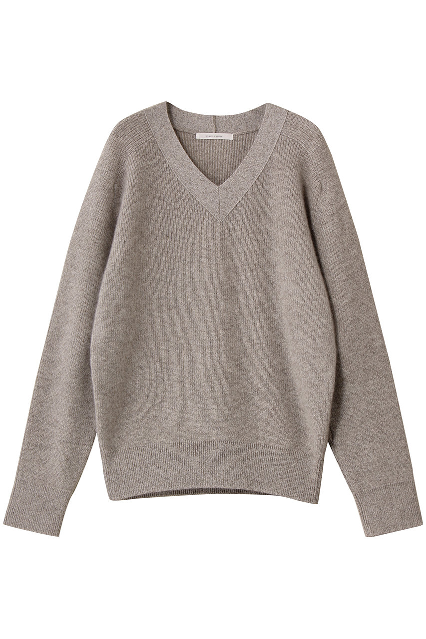 プレインピープル/PLAIN PEOPLEのヤクペーパーVネックニット(オートミール/A1553KSW410)