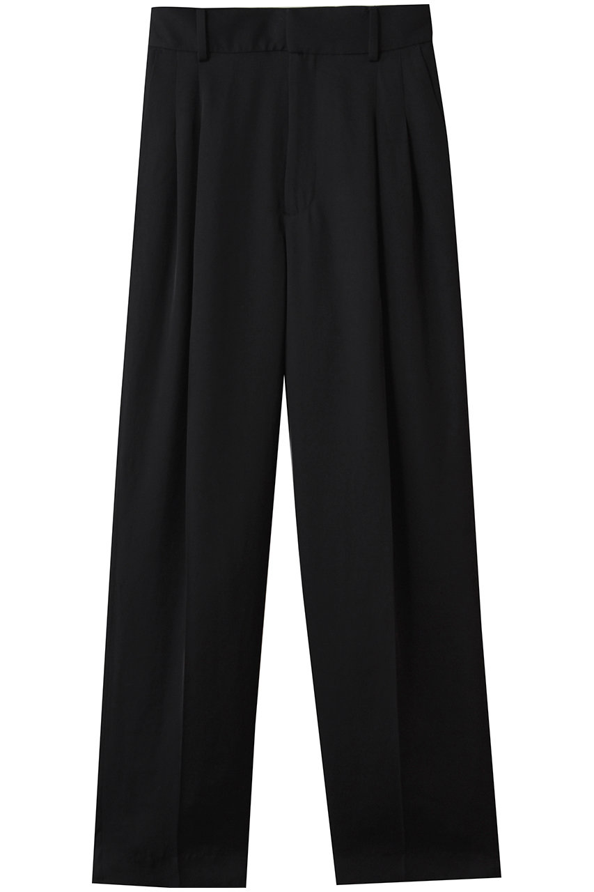 プレインピープル/PLAIN PEOPLEのアセテートギャバジンタックテーパードパンツ(ブラック/A1553FP 407)