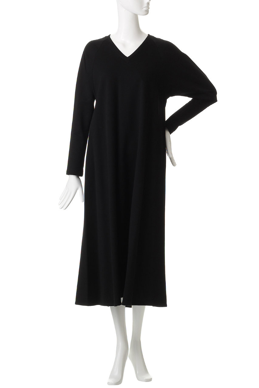 PLAIN PEOPLE(プレインピープル)｜ミニ裏毛長袖ワンピース/ブラック の