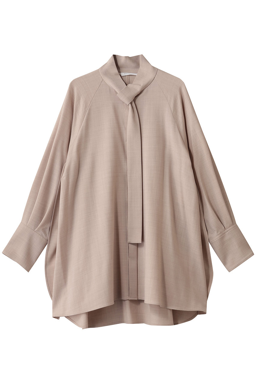 PLAIN PEOPLE フレックスウールサキソニーボウタイブラウス (ベージュ, 2) プレインピープル ELLE SHOP