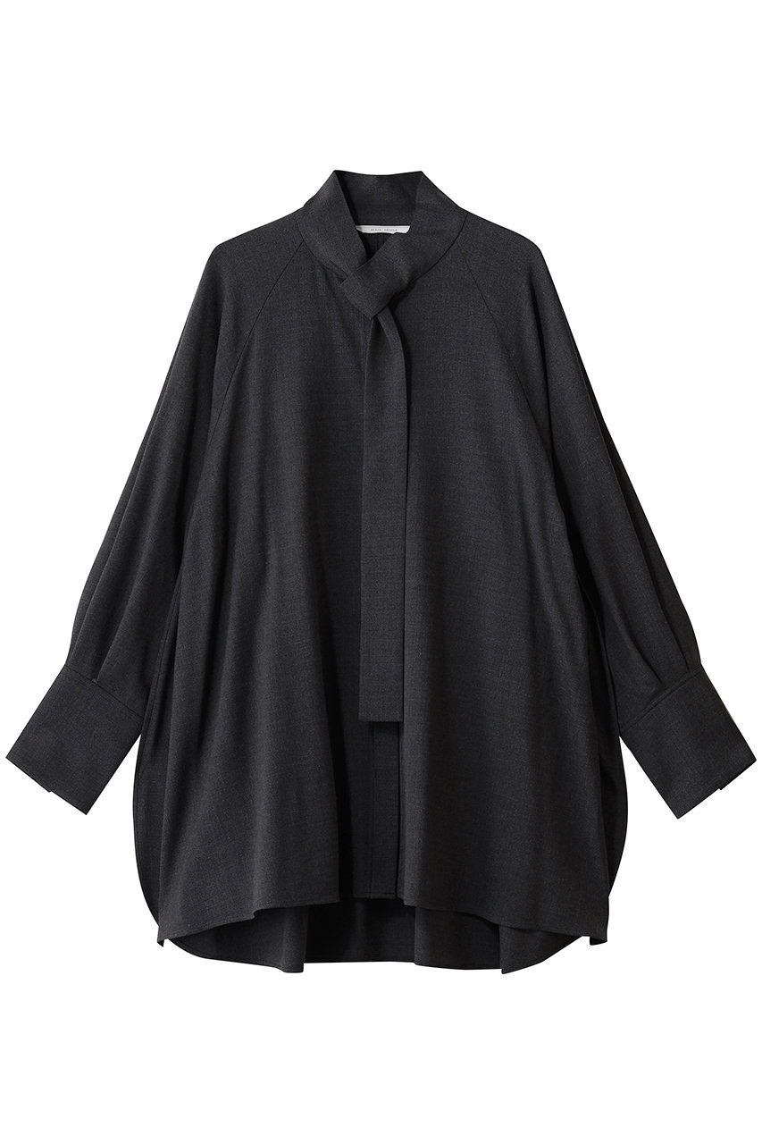 PLAIN PEOPLE フレックスウールサキソニーボウタイブラウス (チャコールグレー, 2) プレインピープル ELLE SHOP