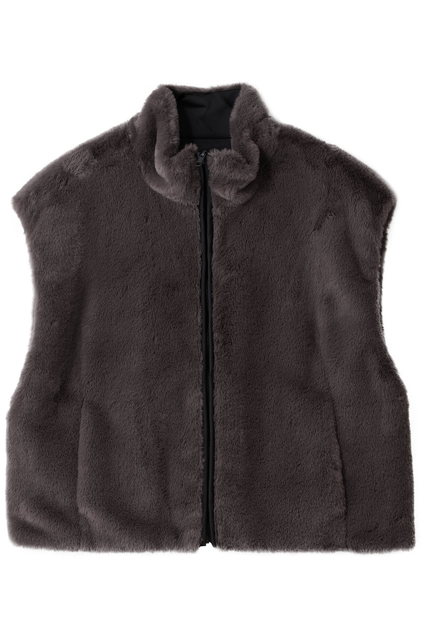 プレインピープル/PLAIN PEOPLEのリバーシブルファーベスト(グレー/A1553FJ 504)
