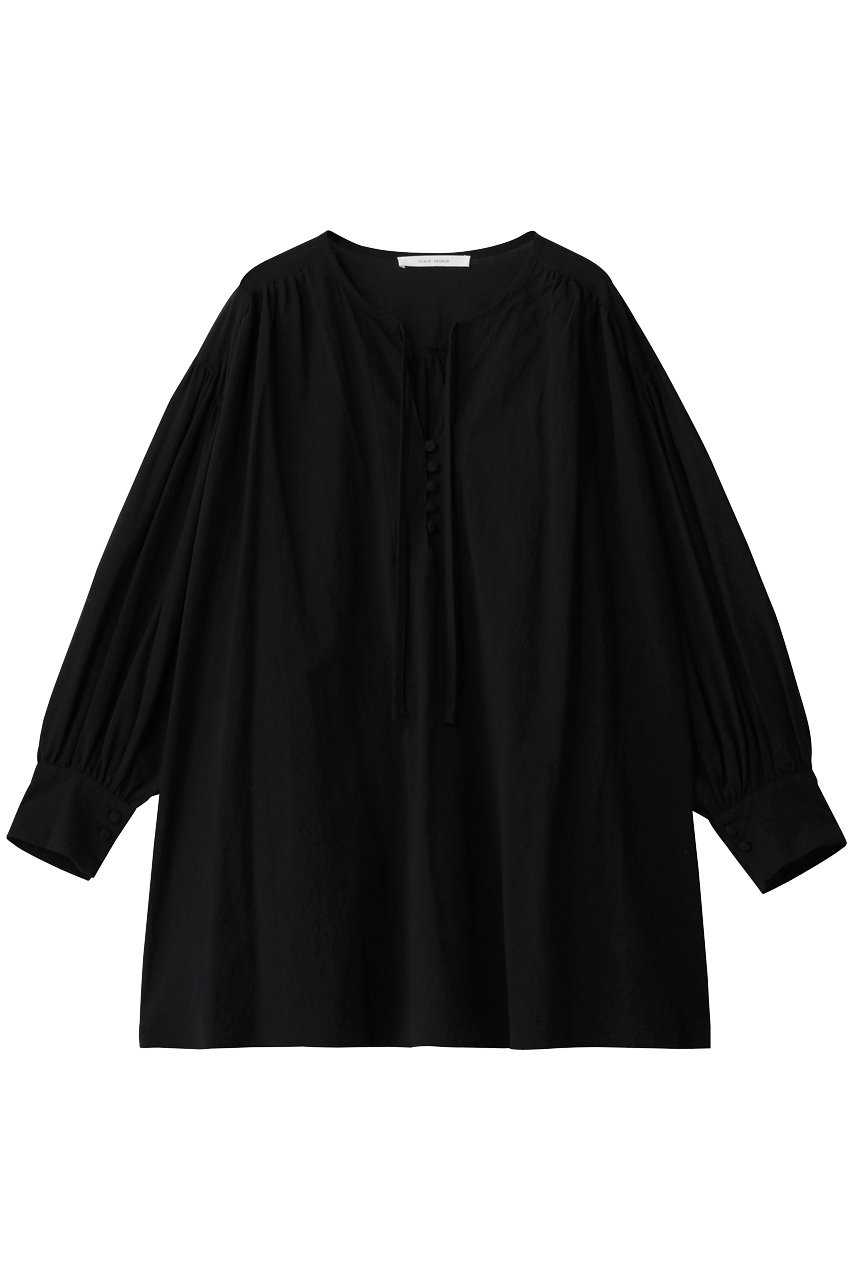 プレインピープル/PLAIN PEOPLEのコットンボイルガーゼタンブラースモックブラウス(ブラック/A1553FB 334)