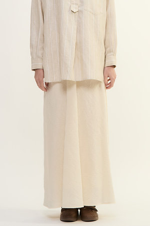 プレインピープル/PLAIN PEOPLEのウールリネンコットンワッシャーバイヤスストレートスカート(110700/110703)