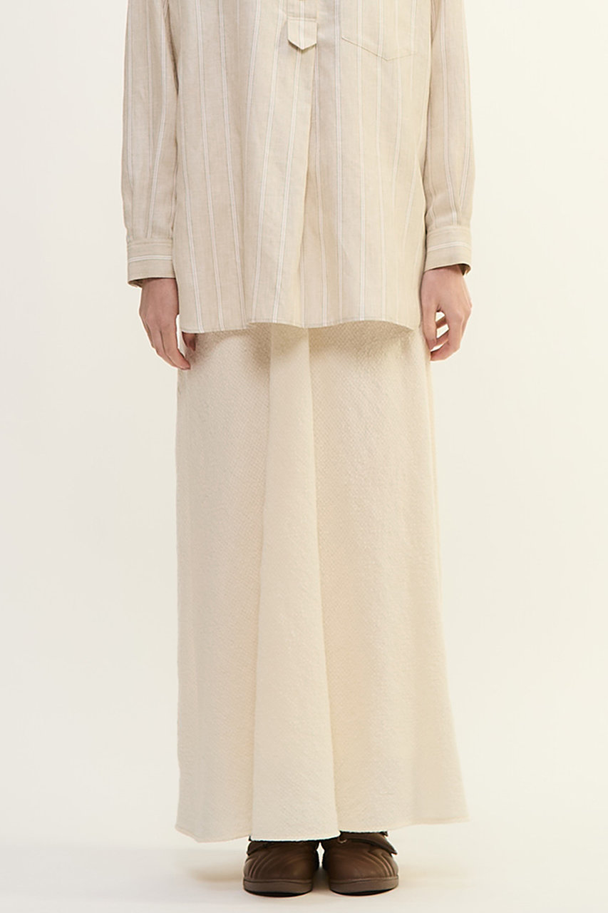 プレインピープル/PLAIN PEOPLEのウールリネンコットンワッシャーバイヤスストレートスカート(オフホワイト/A1553FS 508)