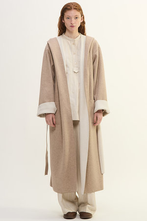 プレインピープル/PLAIN PEOPLEのウールカシミヤダブルクロスジャージインコードロックロングコート(110900/110903)