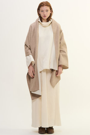 プレインピープル/PLAIN PEOPLEのウールカシミヤダブルクロスジャージ片袖ストール(140100/140101)