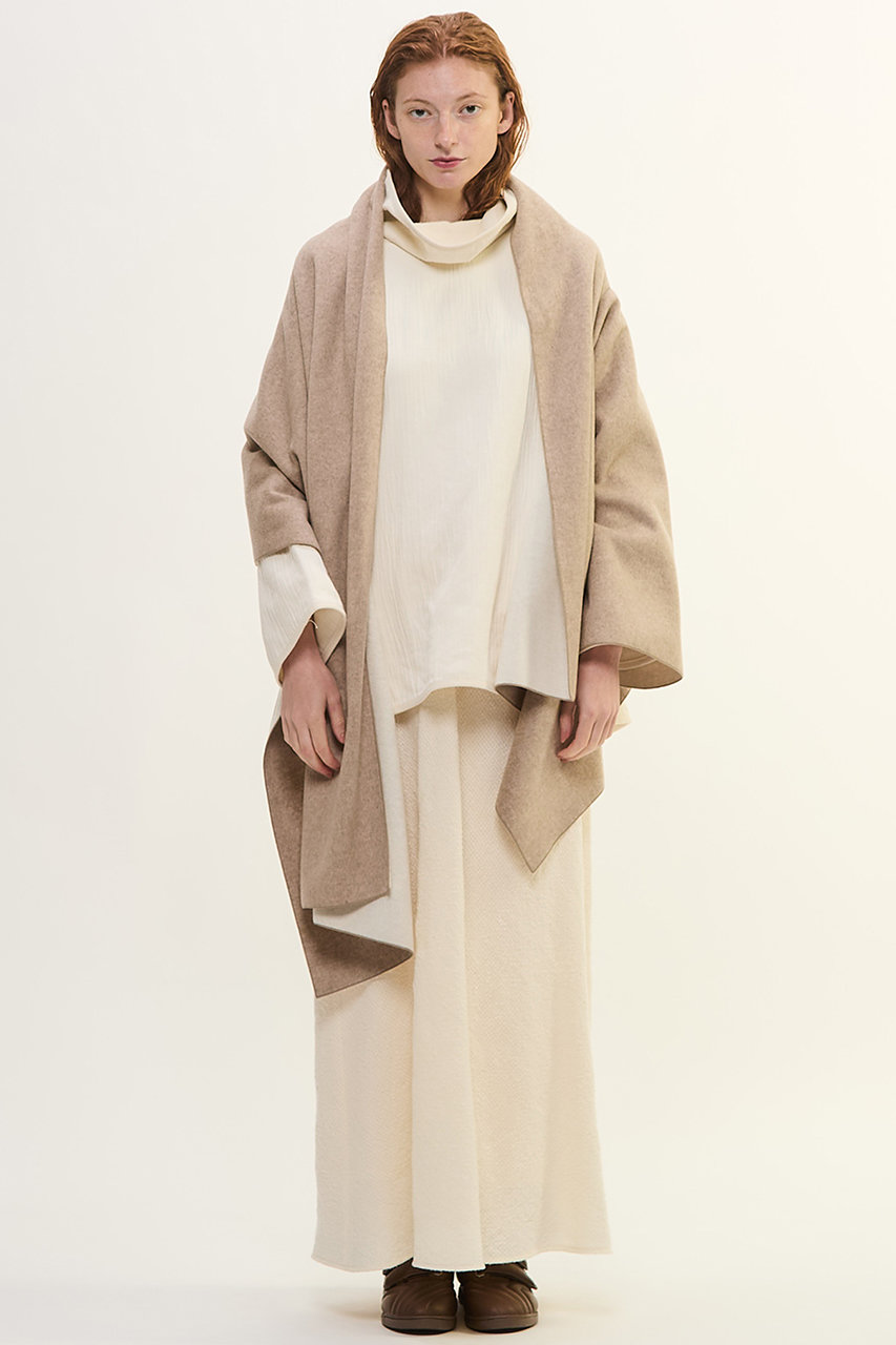 PLAIN PEOPLE ウールカシミヤダブルクロスジャージ片袖ストール (ベージュ, F) プレインピープル ELLE SHOP PLAIN PEOPLE ウールカシミヤダブルクロスジャージ片袖ストール (ベージュ, F) プレインピープル ELLE SHOP